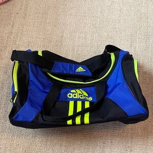 {Adidas} Black & Blue Duffel Bag with Neon Accents